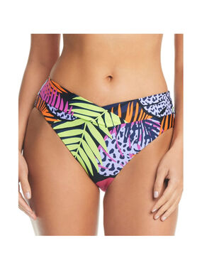 Bar III Women's Small Multicolor Palm Prowl High Leg Bikini Bottoms NWT